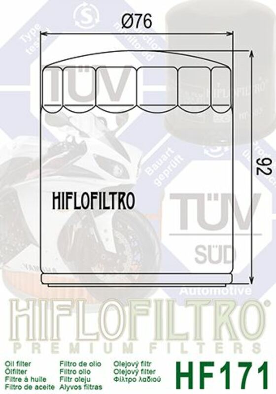 HIFLOFILTRO Oil Filter Chrome - HF171C HF171C