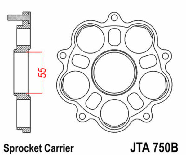 Carrier a piolo posteriore di JT Sprock - 5 SilentBloc Ducati JTA750B