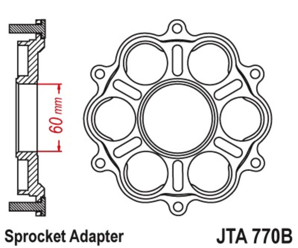 Carrier a pignone posteriore di JT Sprock - 6 Silentbloc Ducati Panigale/Monster JTA770B