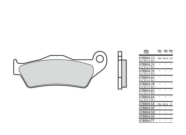 Brembo Street Sinted Metal Brake Pads - 07BB04LA 07BB04LA