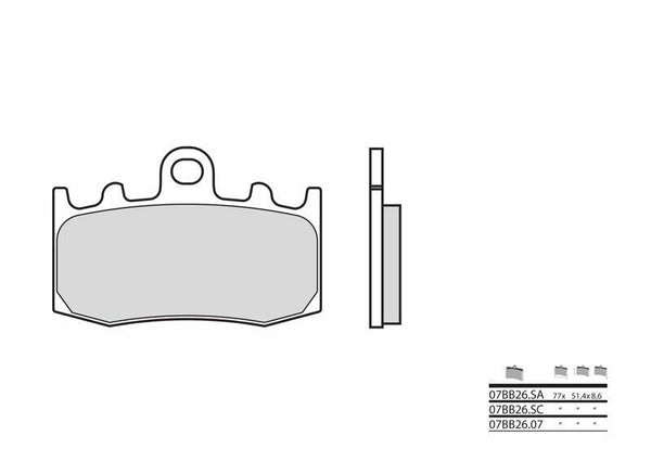 Brembo Street Sinted Metal Brake Pads - 07BB26SA 07BB26SA