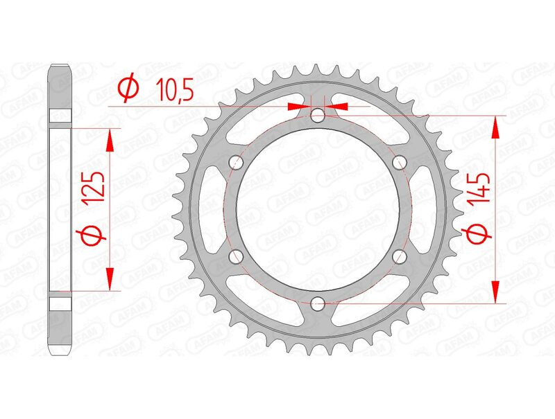 AFAM Steel Standard bakdrev 12603 - 525 med 10,5 mm bulthål. Passar Yamaha TDM 850 och ger förbättrad hållbarhet och prestanda.