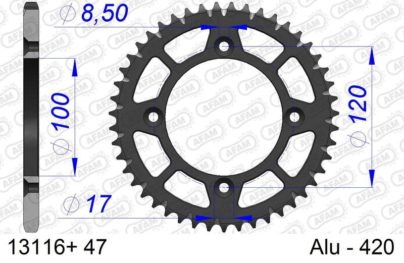 Afam Aluminium Ultra -Light Hard Hard Anodized posteriore Spropet 13116 - 420