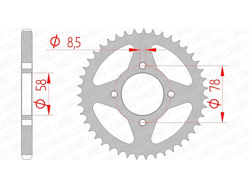 AFAM STEEL STANDARD REAR SPROPET 14201 - 428