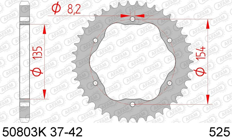 AFAM Acciaio Standard Spropet posteriore 50803K - 525 - Richiede un vettore a spropet posteriore AFAM