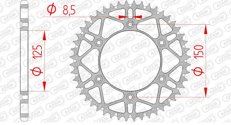 Afam Steel -Sublianing posteriore Sprock 71304 - 520