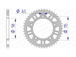 AFAM Aluminium Bakdrev 72101 - 420 med precisionsskärning och lättviktsdesign. Passar Husqvarna, KTM och GasGas 65cc modeller från 1998-2025.