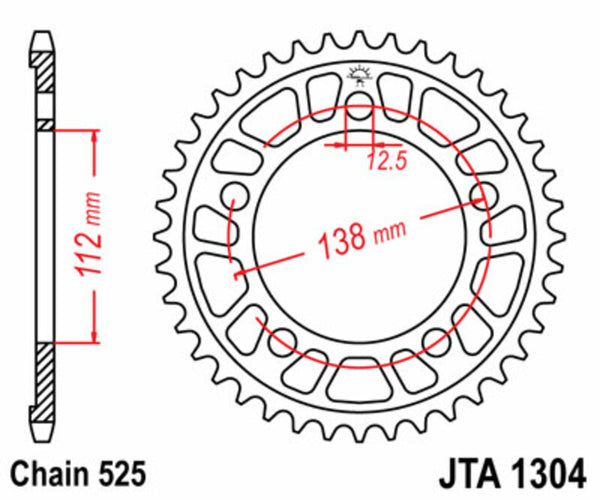 JT Sprock's Aluminum Ultra - luce reaar splock 1304 - 525 JTA1304.44