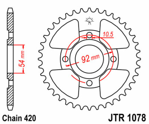 JT Sprock's Steel Standard Standard posteriore Sprock 1078 - 420 JTR1078.47