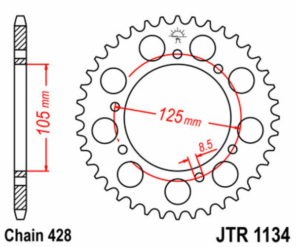 JT Sprock's Steel Standard Rear Sprock 1134 - 428 JTR1134.50