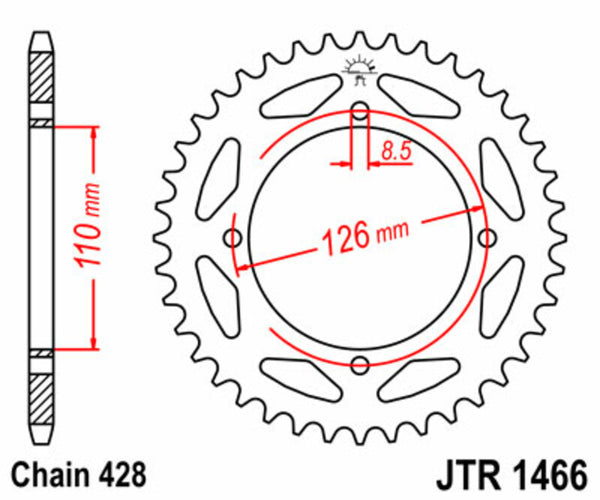 JT Sprock's Steel Standard Standard posteriore Sprock 1466 - 428 JTR1466.47