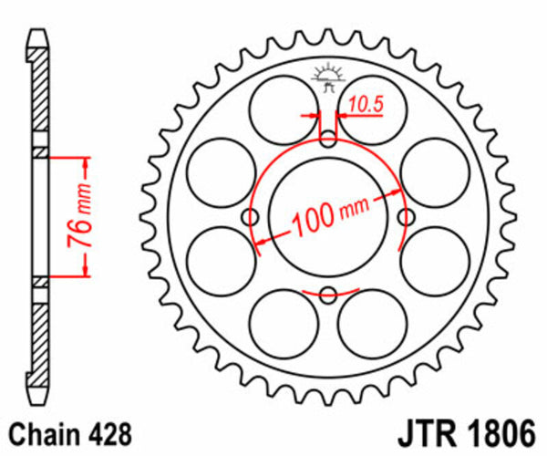 JT Sprock's Steel Standard Standard posteriore Sprock 1806 - 428 JTR1806.56