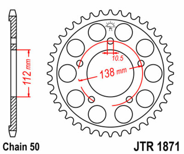 JT Sprock's Steel Standard Standard posteriore Sprock 1871 - 530 JTR1871.48