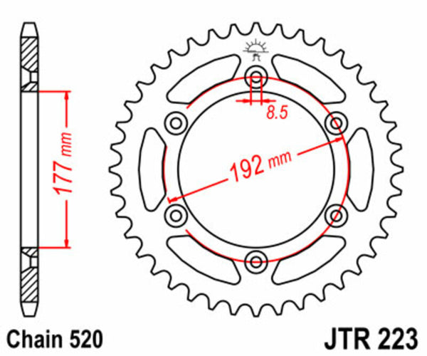JT Sprock's Steel Standard posteriore Sprock 223 - 520 JTR223.53