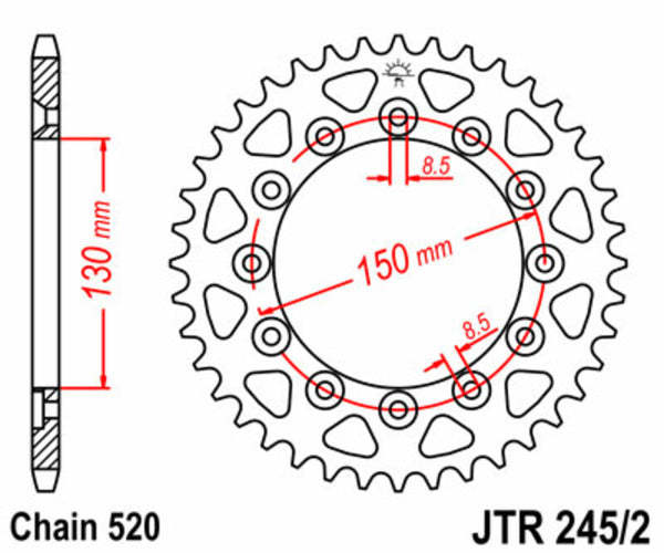 JT Sprock's Steel Standard Portatore posteriore 245/2 - 520 JTR245/2.53