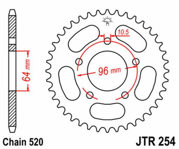 JT Sprock's Steel Standard Rear Sprock 254 - 520 JTR254.37