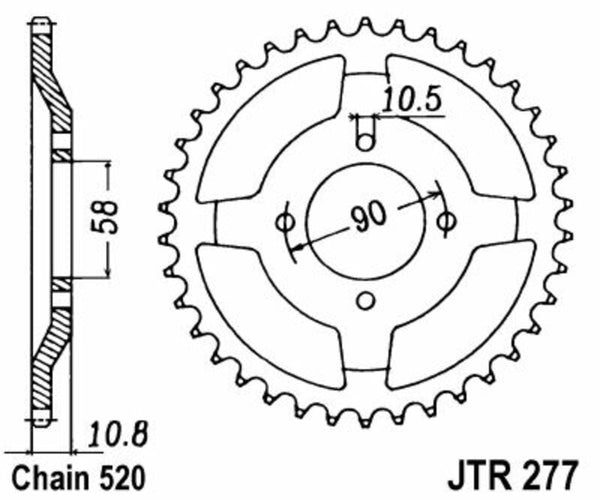 JT Sprock's Steel Standard Standard Portatore posteriore 277 - 520 JTR277.45