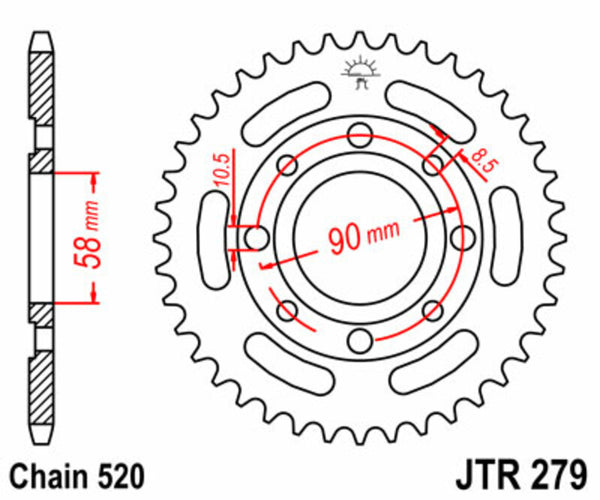 JT Sprock's Steel Standard Rear Sprock 279 - 520 JTR279.40