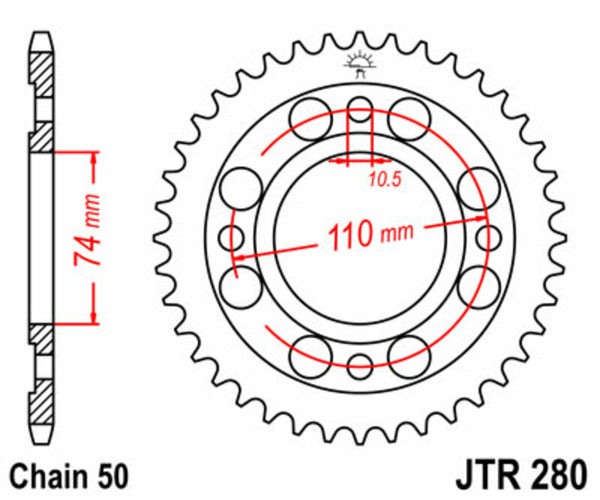 JT Sprock's Steel Standard posteriore Sprock 280 - 530 JTR280.33