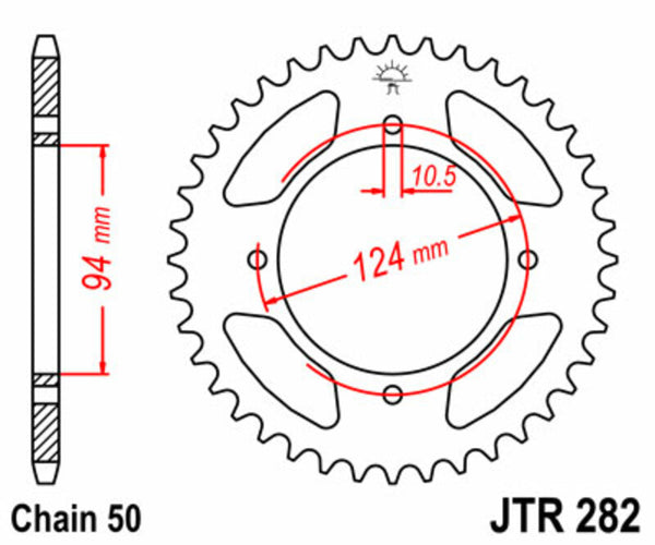 JT Sprock's Steel Standard Standard posteriore Sprock 282 - 530 JTR282.34