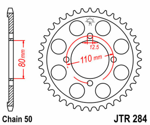 JT Sprock's Steel Standard Standard posteriore Sprock 284 - 530 JTR284.38