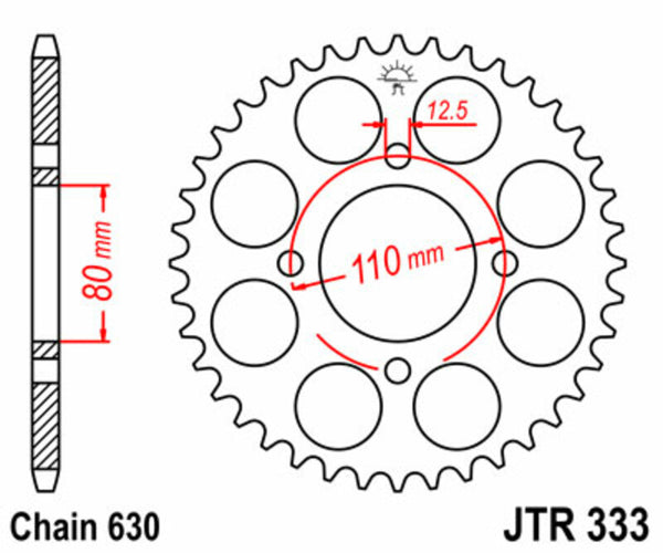 JT Sprock's Steel Standard Standard Portom 333 - 630 JTR333.38