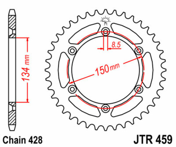 JT Sprock's Steel Standard Standard posteriore Sprock 459 - 428 JTR459.52