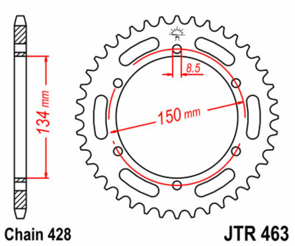 JT Sprock's Steel Standard Standard posteriore Sprock 463 - 428 JTR463.48