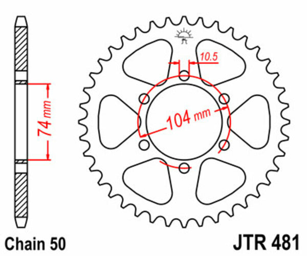 JT Sprock's Steel Standard Standard posteriore Sprock 481 - 530 JTR481.42