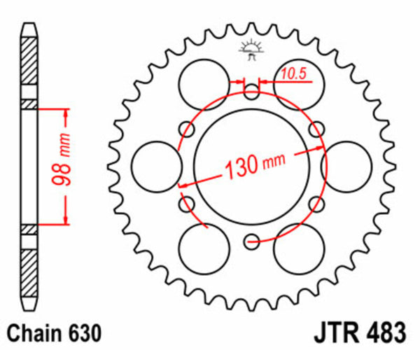 JT Sprock's Steel Standard Rear Sprock 483 - 630 JTR483.35