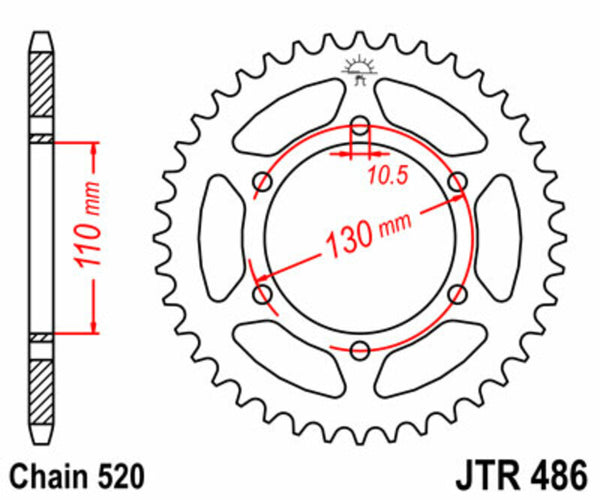 JT Sprock's Steel Standard Rear Sprock 486 - 520 JTR486.41