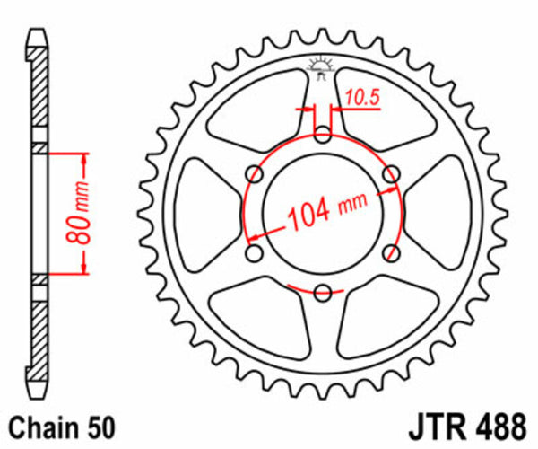 JT Sprock's Steel Standard Standard posteriore Sprock 488 - 530 JTR488.42