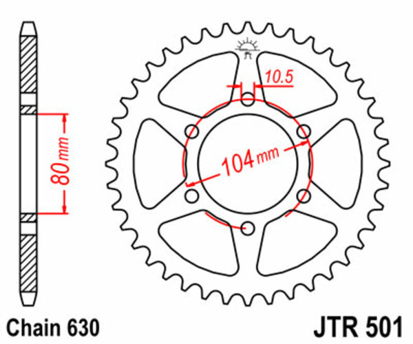 JT Sprock's Steel Standard Rear Sprock 501 - 630 JTR501.39