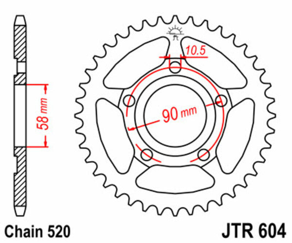 JT Sprock's Steel Standard Rear Sprock 604 - 520 JTR604.40