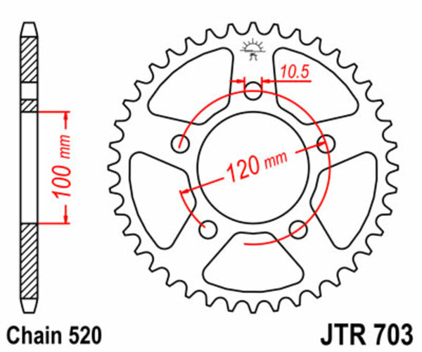 JT Sprock's Steel Standard Standard posteriore Sprock 703 - 520 JTR703.44