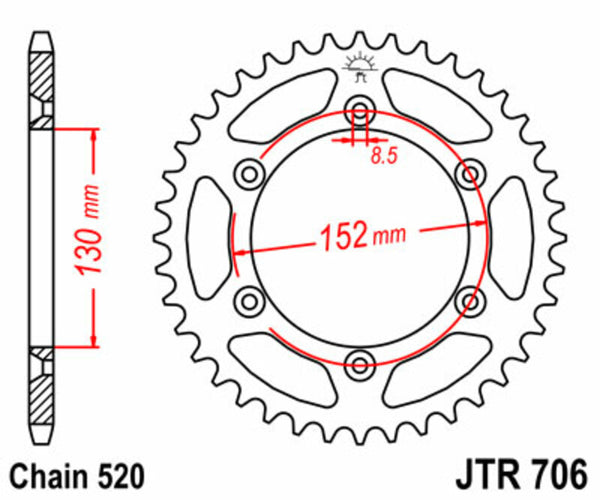 JT Sprock's Steel Standard Rear Sprock 706 - 520 JTR706.48