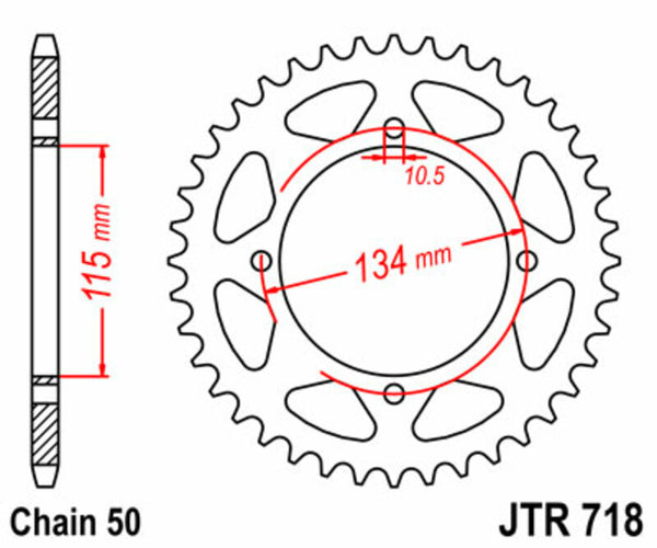 JT Sprock's Steel Standard Standard Portatore posteriore 718 - 530 JTR718.48