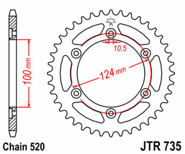 JT Sprock's Steel Standard Standard Portatore 735 - 520 JTR735.45