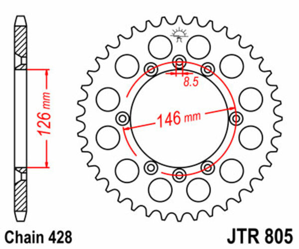JT Sprock's Steel Standard posteriore Sprock 805 - 428 JTR805.50
