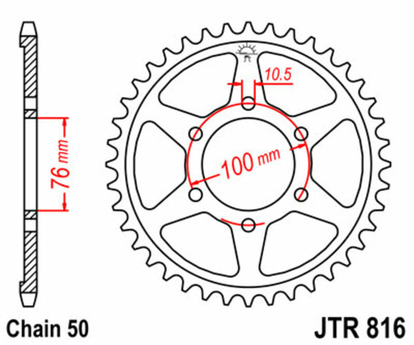 JT Sprock's Steel Standard Standard posteriore Sprock 816 - 530 JTR816.46