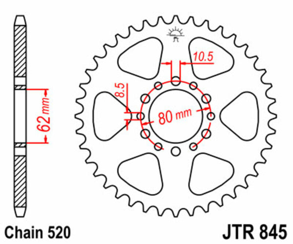 JT Sprock's Steel Standard Rear Sprock 845 - 520 JTR845.46
