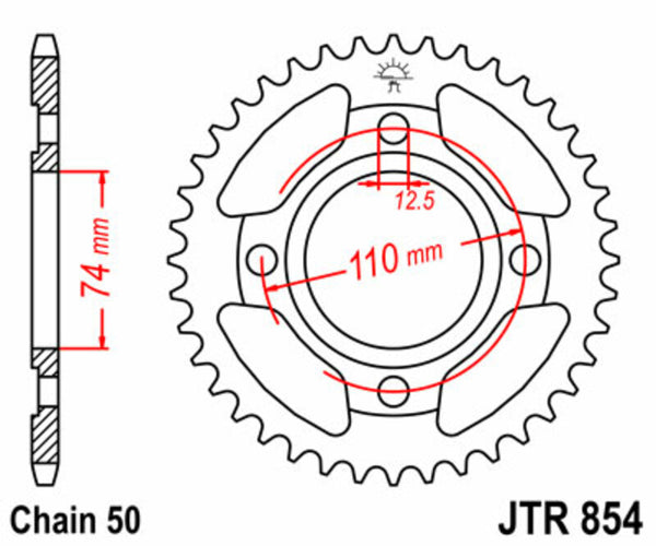 JT Sprock's Steel Standard Rear Sprock 854 - 530 JTR854.43