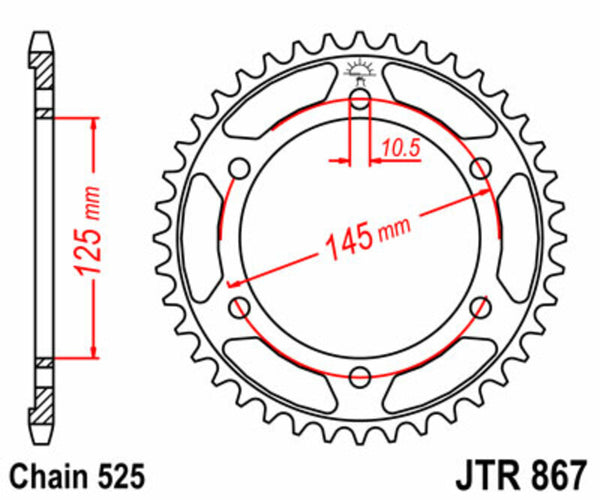 JT Sprock's Steel Standard Rear Sprock 867 - 525 JTR867.43