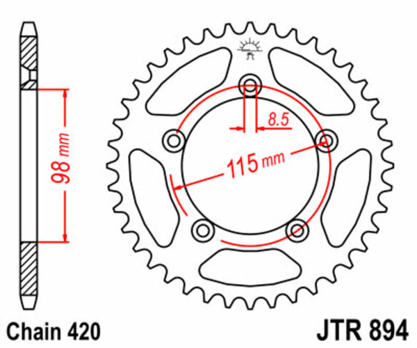 JT Sprock's Steel Standard Rear Sprock 894 - 420 JTR894.46