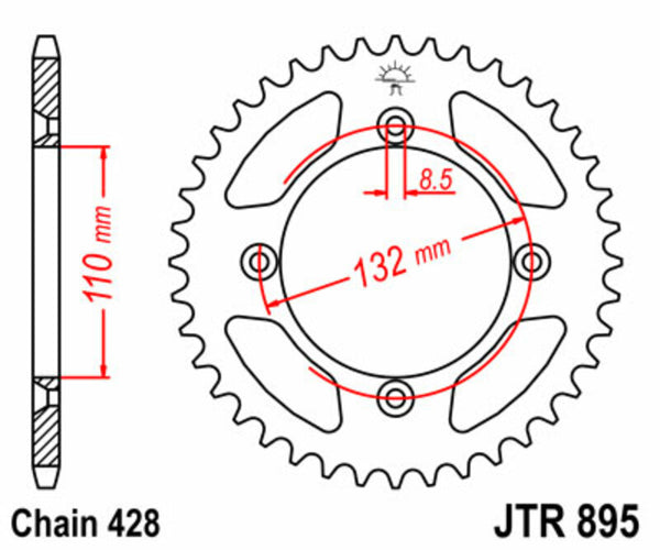 JT Sprock's Steel Standard posteriore Sprock 895 - 428 JTR895.49