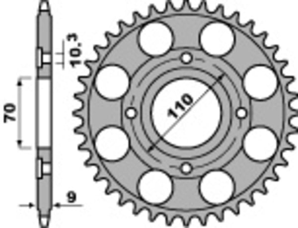 PBR Standard C45 Steel rear Sprock 247 - 520 247 35 C45