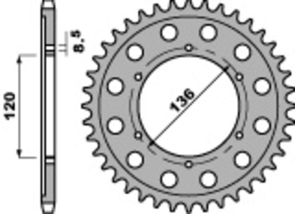 PBR Standard C45 in acciaio posteriore Spoket 4324 - 428 4324 55 C45