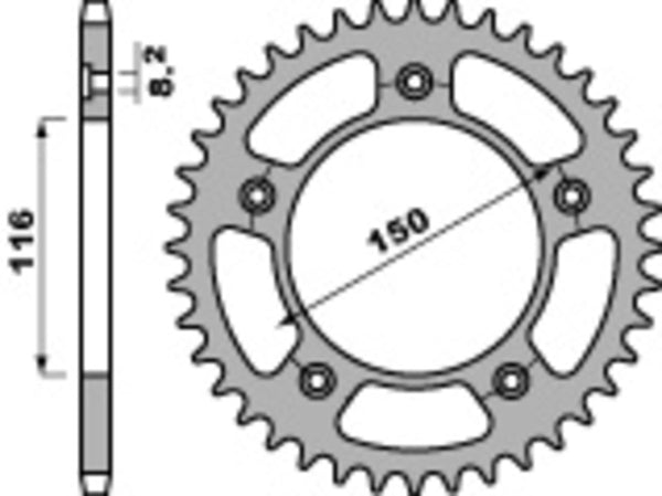PBR Standard C45 Piena posteriore in acciaio 4329 - 520 4329 42 C45
