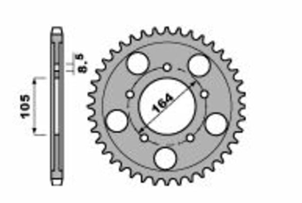 PBR Standard C45 in acciaio posteriore Spoket 4557 - 525 4557 47 C45