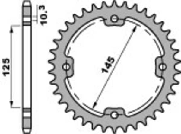 PBR Standard C45 in acciaio posteriore Spoket 4588 - 520 4588 37 C45